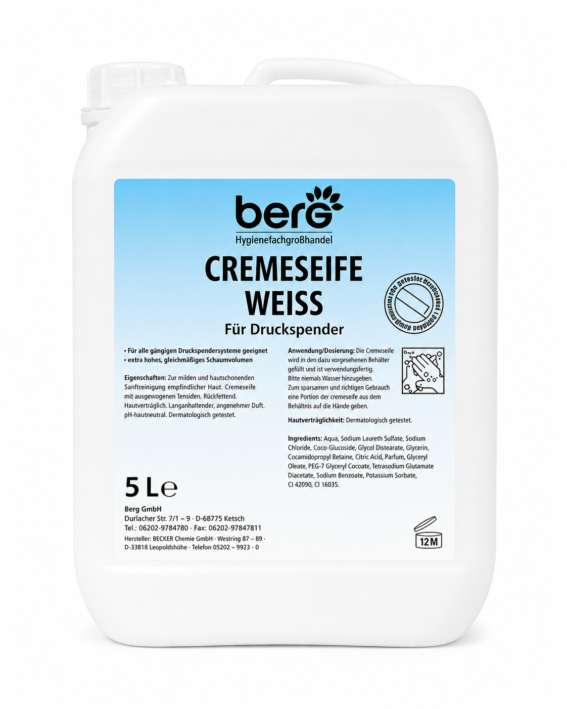 Berg Seifencreme Neutral, weiß, 5 L Kanister