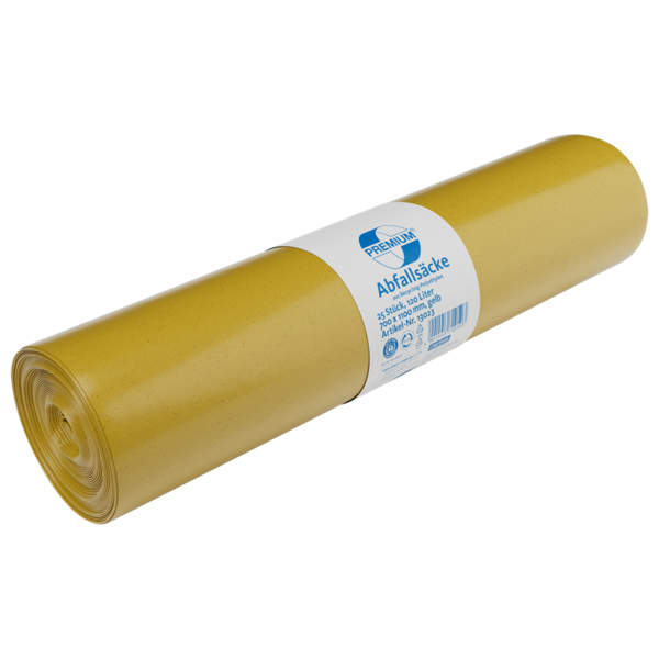 Deiss PREMIUM Müllsäcke gelb Typ 60 aus LDPE , 120 Liter, 700x1100 mm