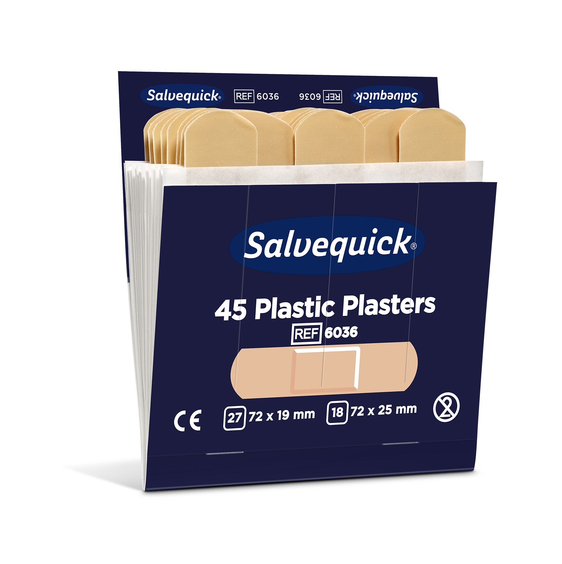Cederroth Salvequick Plastic Pflaster wasserabweisend, Refillbox 6x45 St.