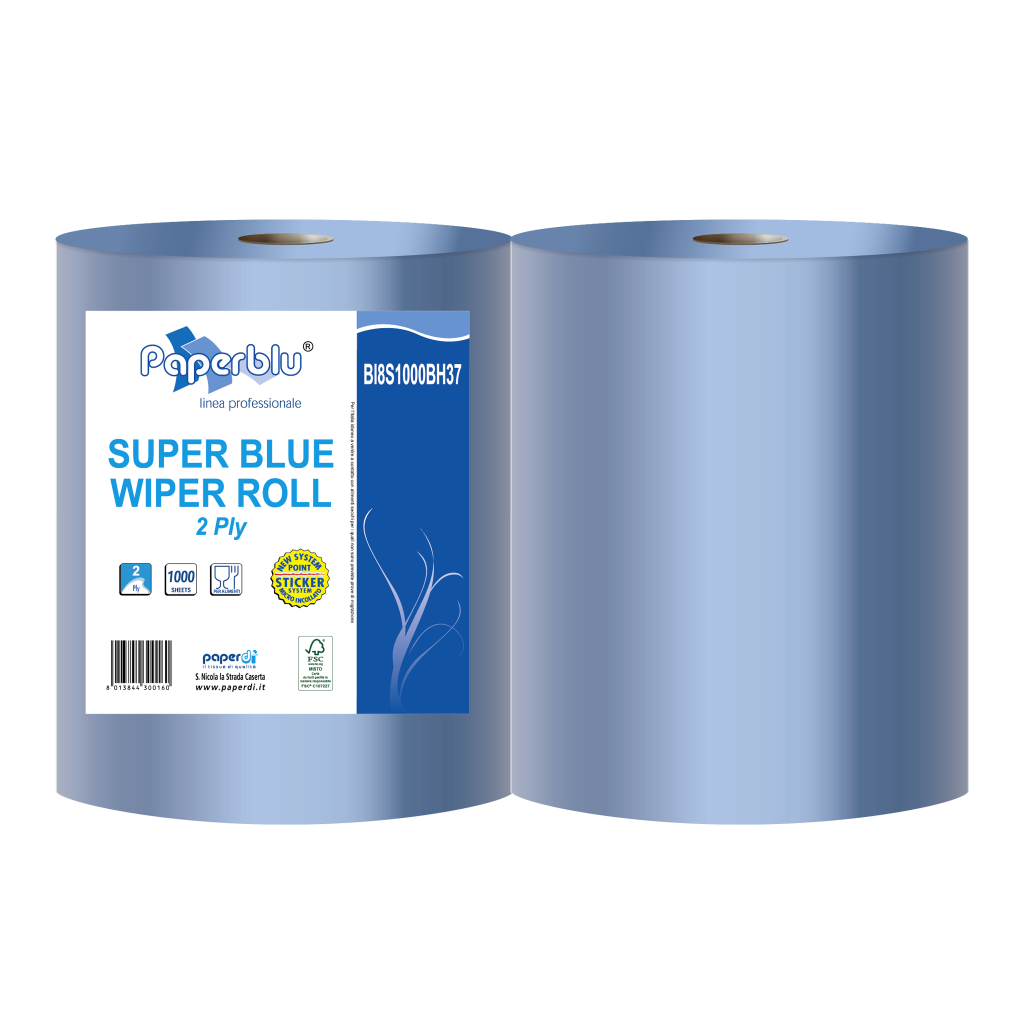 Putzrollen blau, Super Blue Wiper, 2-lagige, 36x36cm, 1000 Blatt