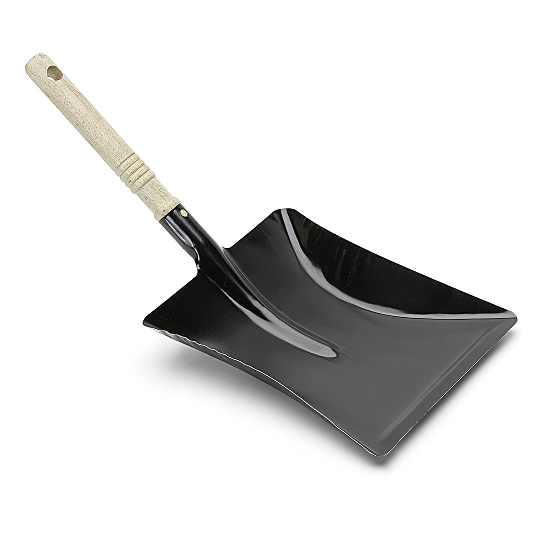 Kehrschaufel Metall Schwarz mit Holzstiel