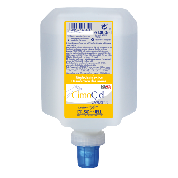 CIMOCID SENSITIVE Alkoholische Händedesinfektion mit Rückfetter, 1000ml Spenderflasche