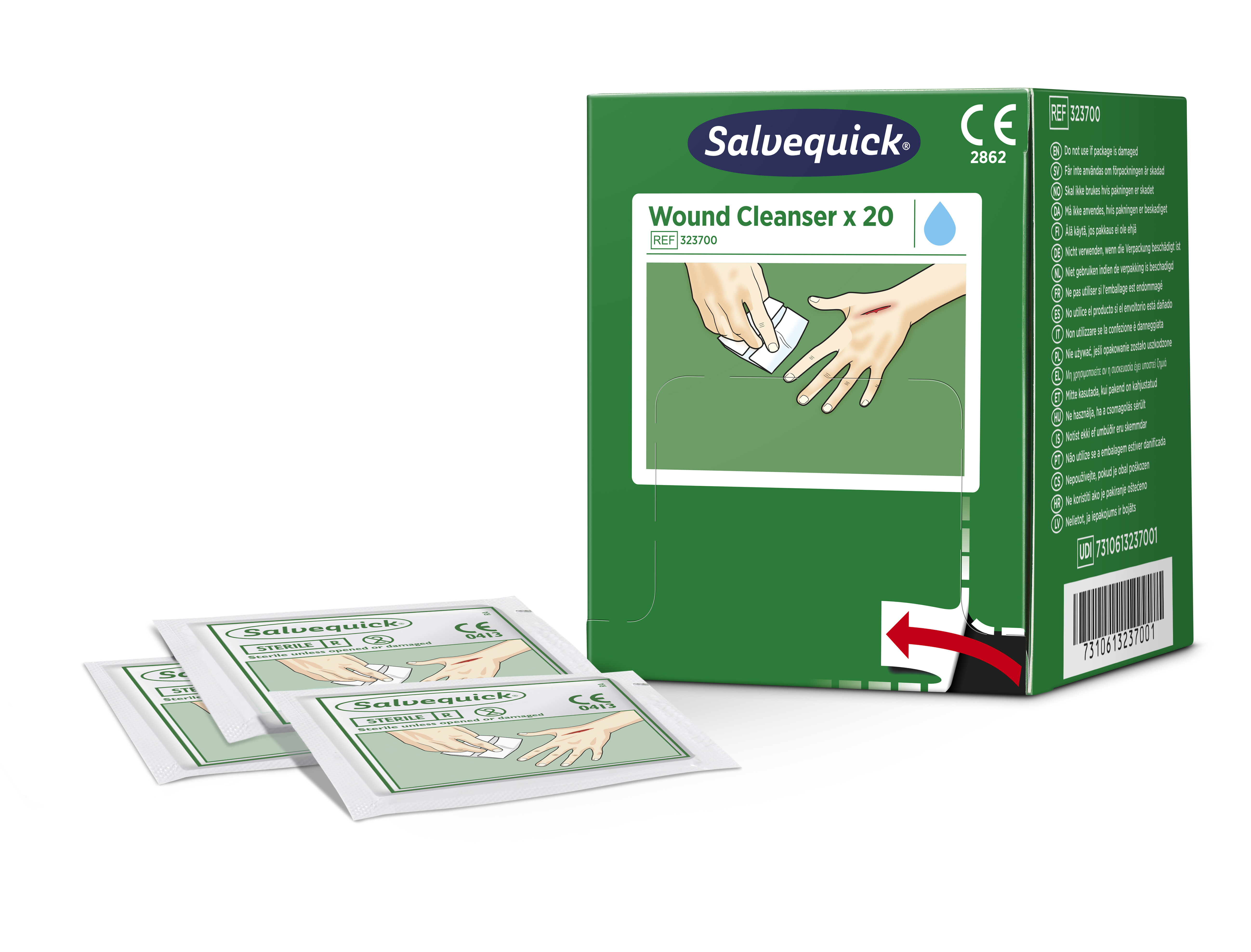 Cederroth Salvequick Wound Cleaner Wundreinigungstücher steril, 20 Stück